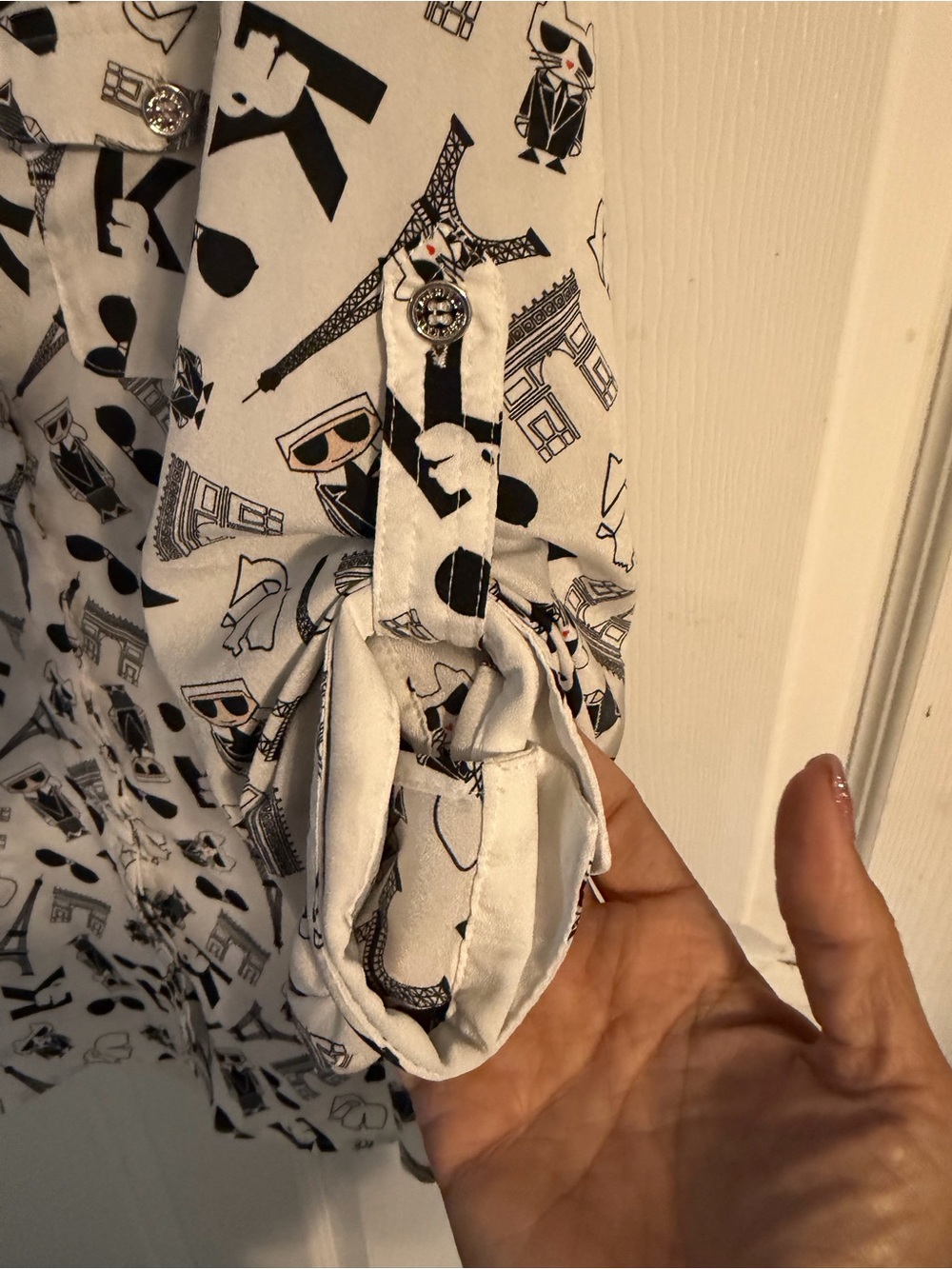 Karl Lagerfeld White Blouse with Black Icon Motif - Picture 3 of 4